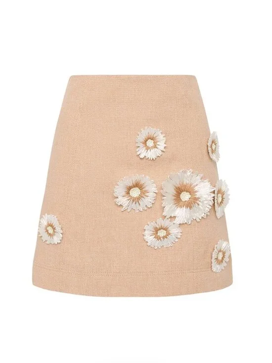 AJE Dorothy Flower Cotton and Linen Mini Skirt SZ 6 - Picture 4 of 12